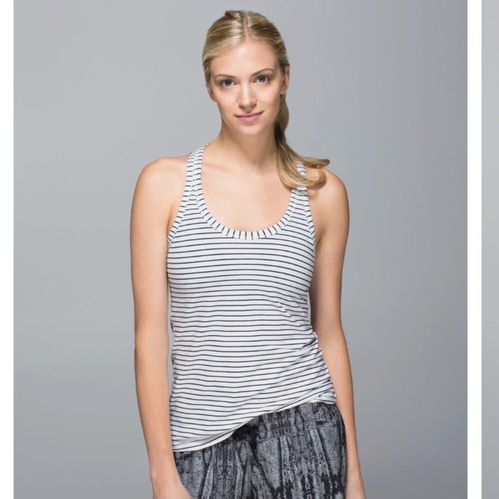LULULEMON Modern Racerback Parallel Stripe Workout Tank Top Size 6